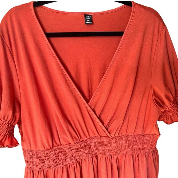 Peplum Wrap Smocked Waist Knit Top Ruffle Sleeve Sz 2X Milkmaid Cottagecore - Picture 9 of 12